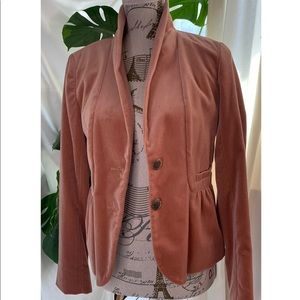 J. Crew Velvet Peaplum Pink Jacket Size=4